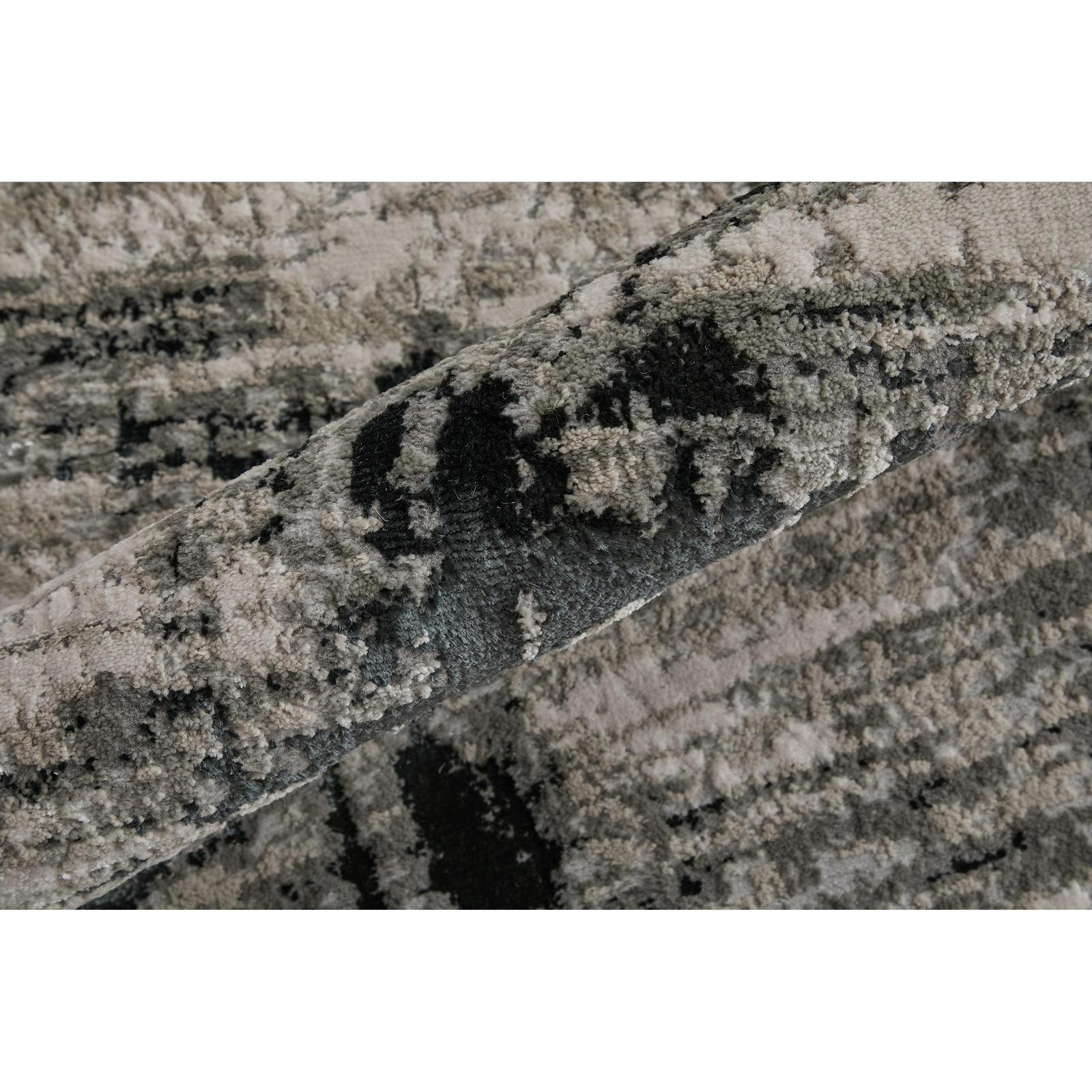 Feizy Micah 3339F Modern Abstract Rug in Black/White/Gray