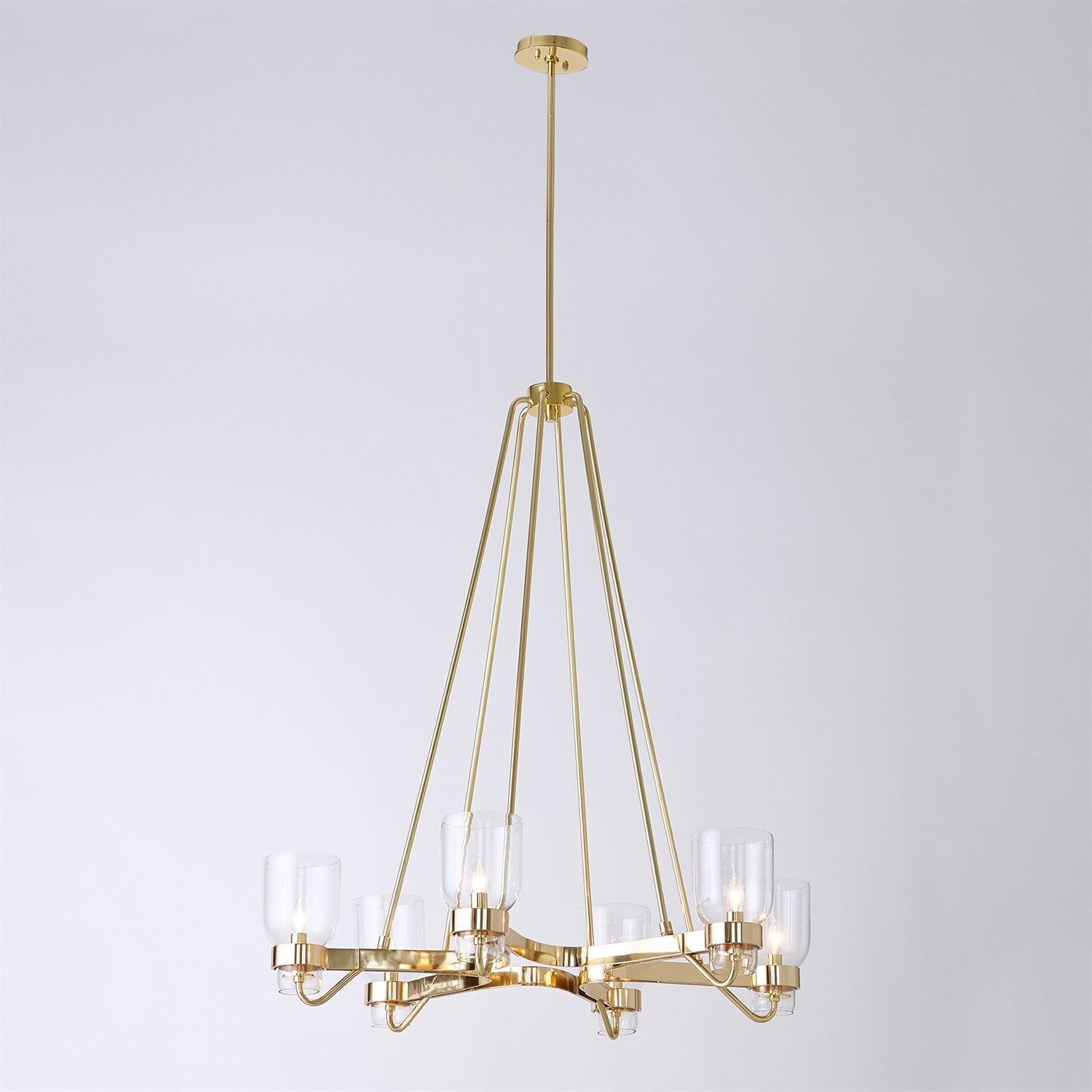 Global Views Shiny Brass Six Light Chandelier DSC
