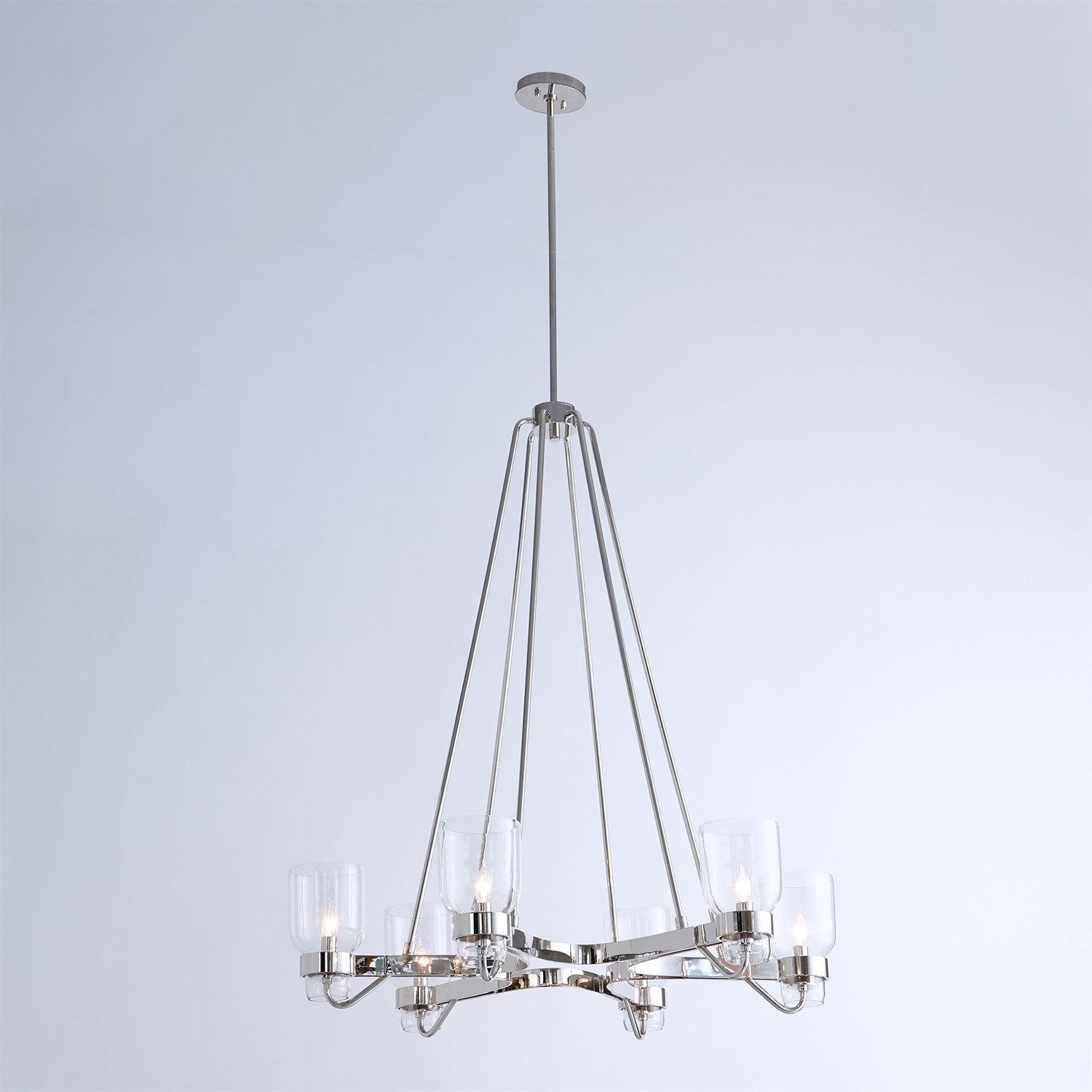 Global Views Shiny Nickel Six Light Chandelier DSC