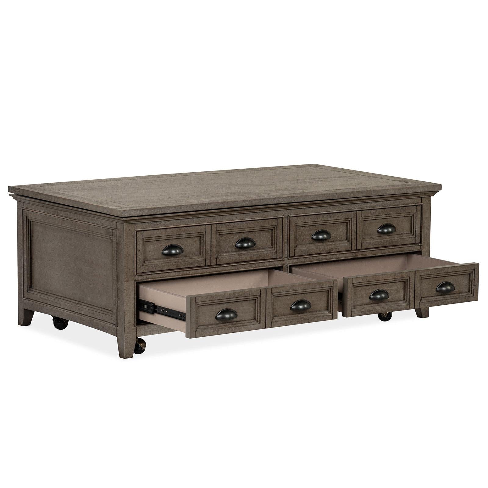 Magnussen Home Paxton Place Dovetail Grey Lift Top Storage Cocktail Table With Casters
