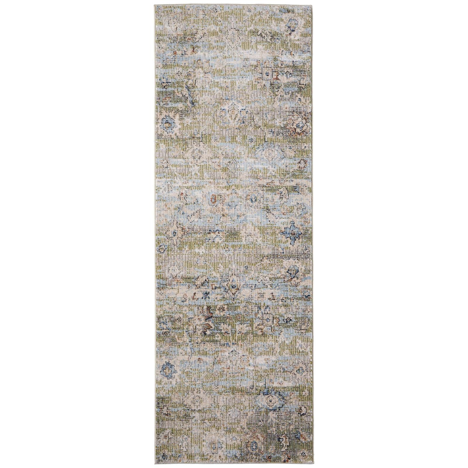 Feizy Melrose 39P3F Traditional Floral & Botanical Rug in Green/Ivory/Blue