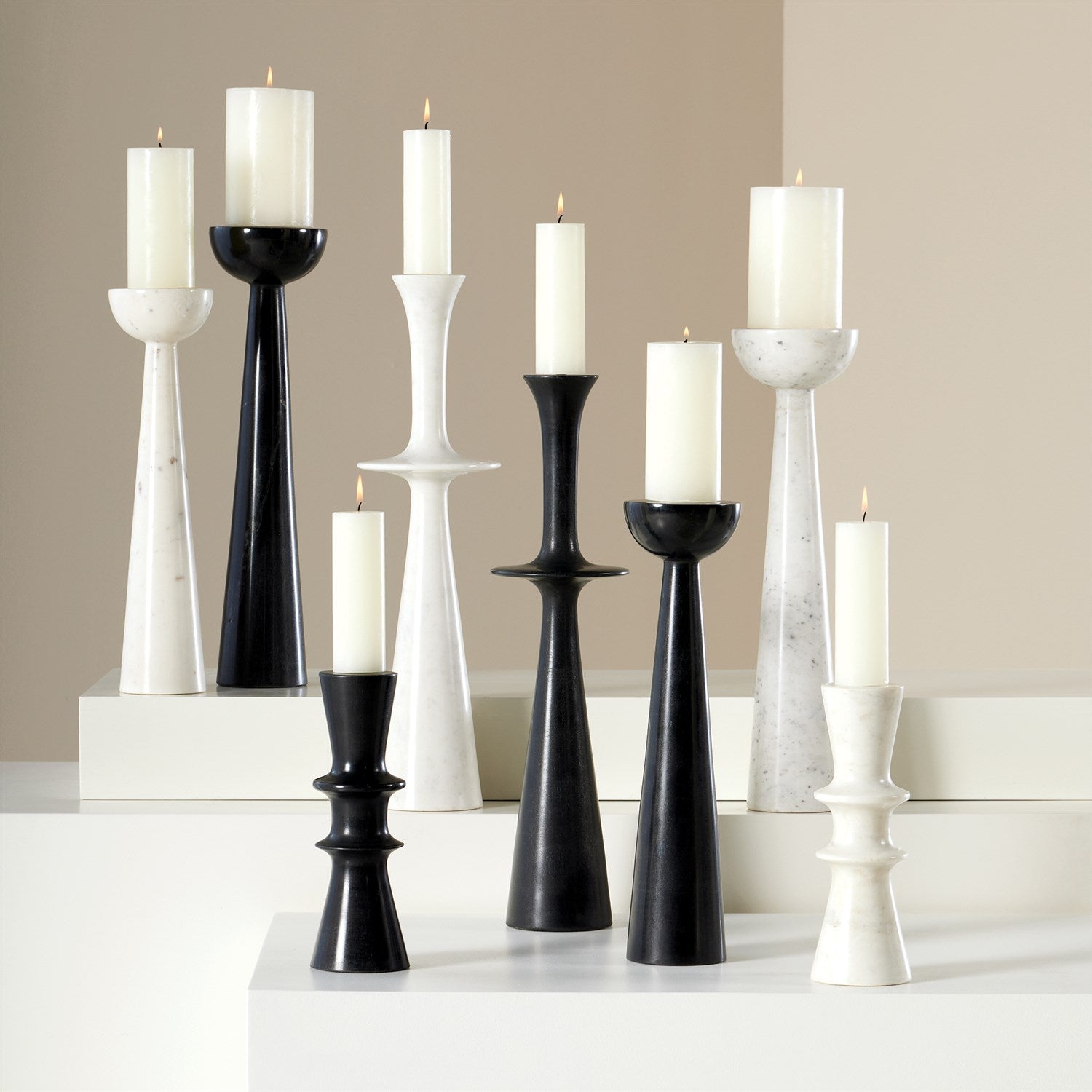 Global Views Black Double Flair Candle Stand