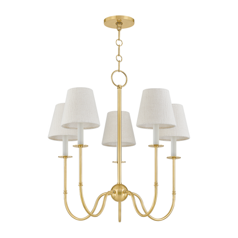 Hudson Valley Lighting Amina 5 Light 26.5 inch Aged Brass Chandelier Ceiling Light
