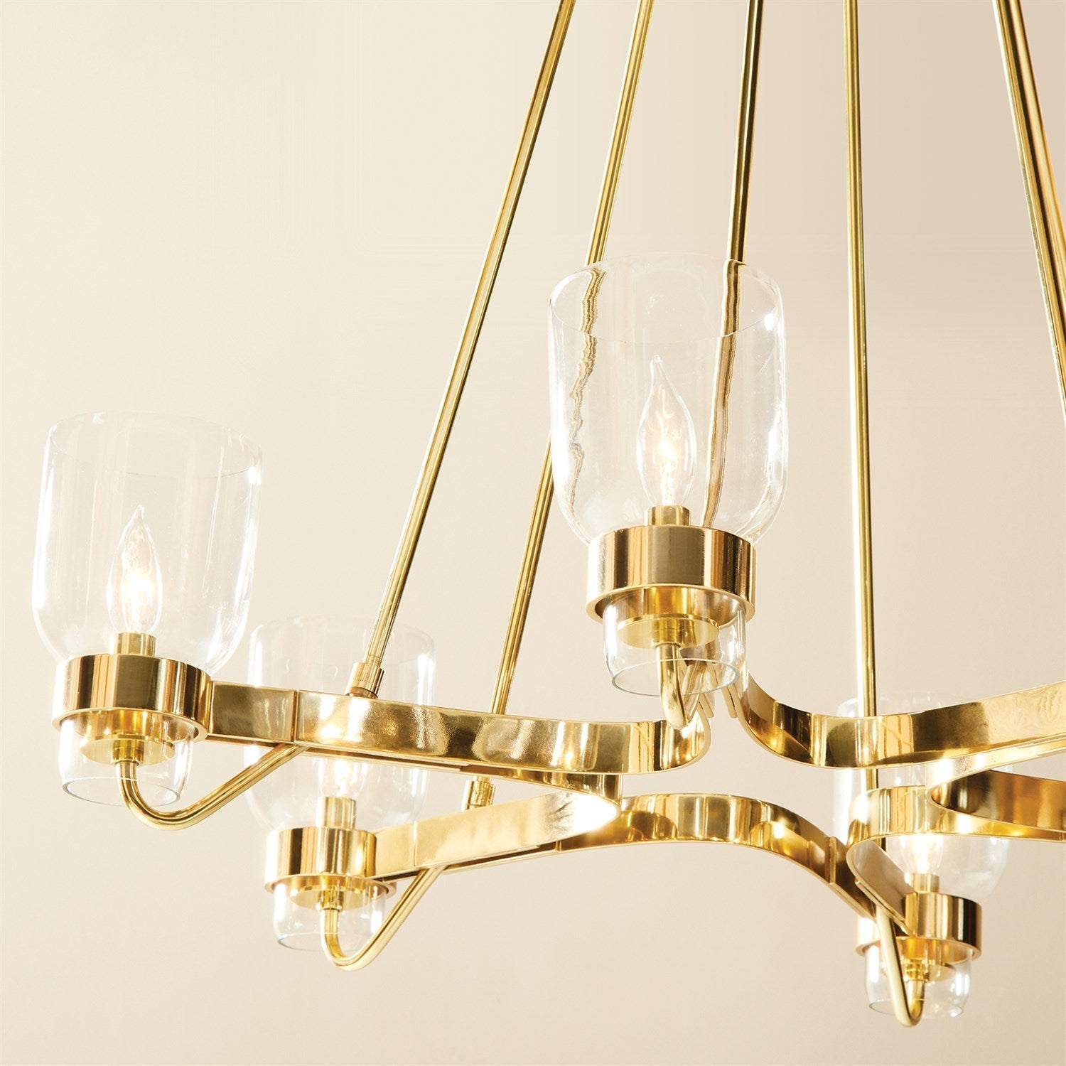 Global Views Shiny Brass Six Light Chandelier DSC