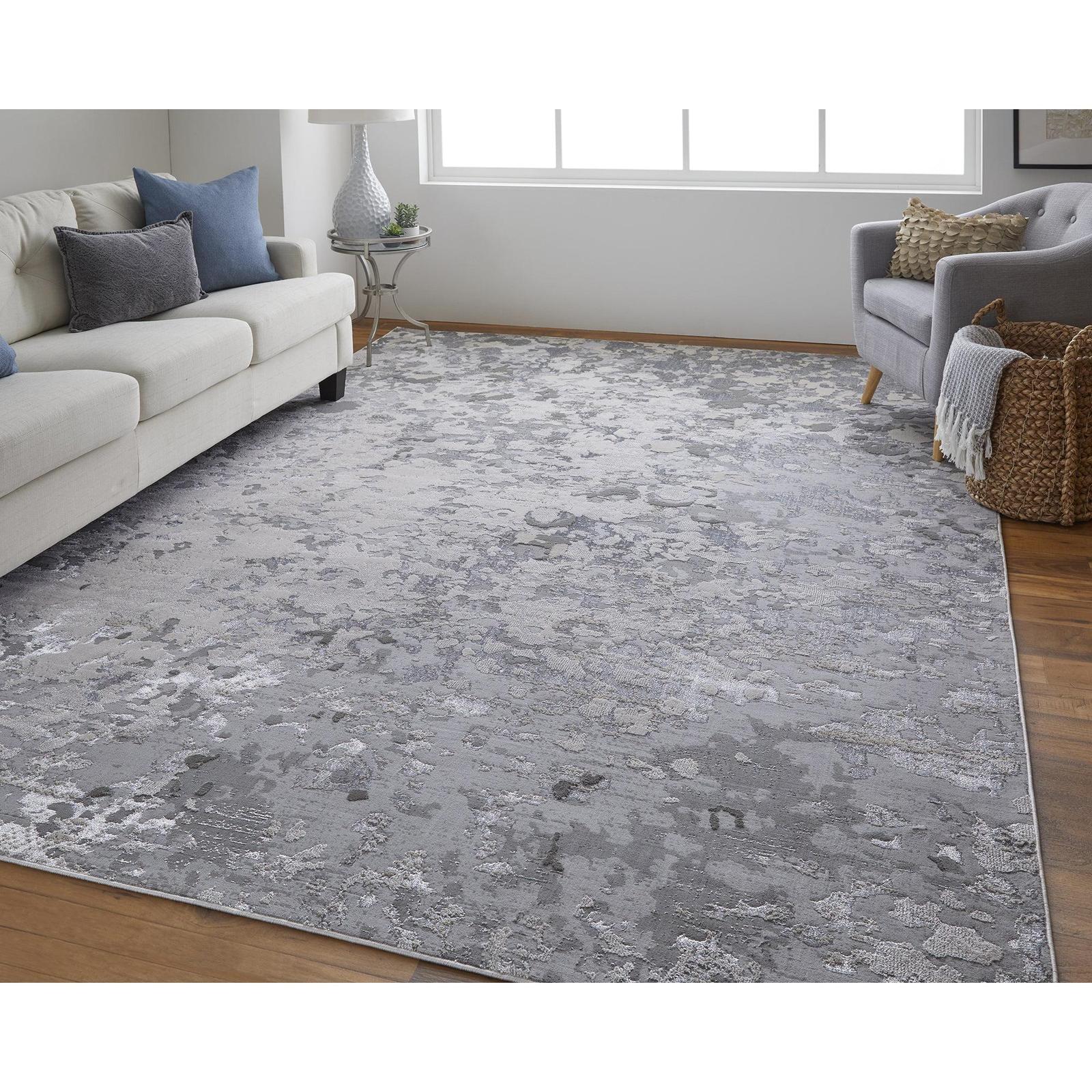 Feizy Micah 3336F Modern Abstract Rug in Silver/Gray/White