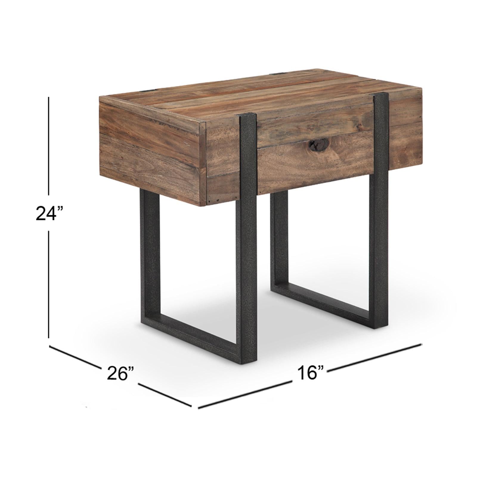 Magnussen Home Prescott Rustic Honey And Distressed Iron Chairside End Table