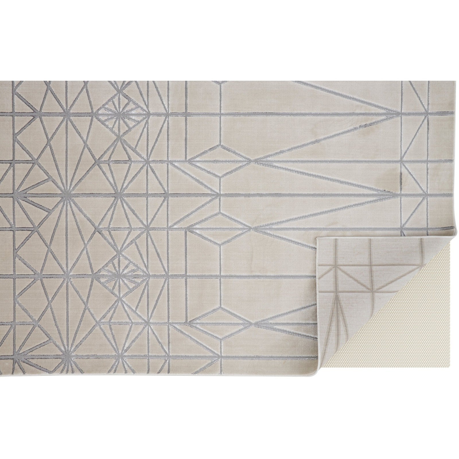 Feizy Micah 3045F Modern Geometric in White/Silver/Gray
