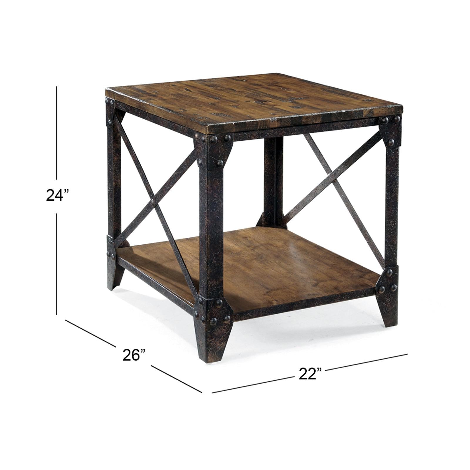 Magnussen Home Pinebrook Distressed Natural Pine Rectangular End Table