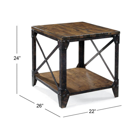 Magnussen Home Pinebrook Distressed Natural Pine Rectangular End Table