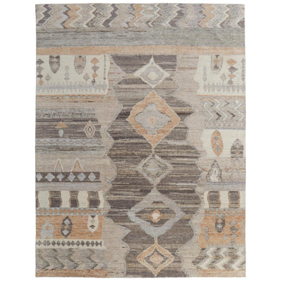Feizy Kasbah 69FZF Transitional Moroccan Rug in Ivory/Gray/Orange