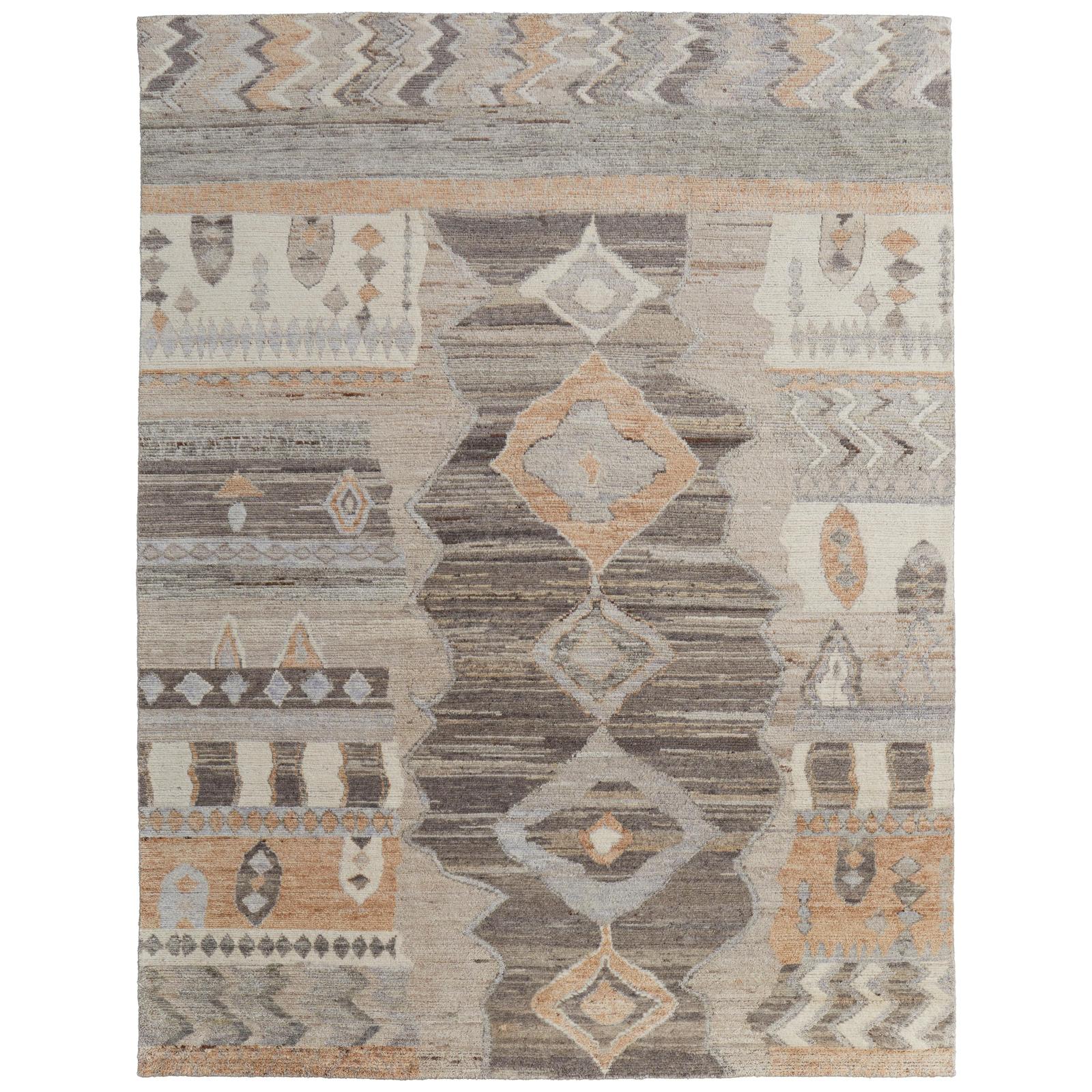 Feizy Kasbah 69FZF Transitional Moroccan Rug in Ivory/Gray/Orange