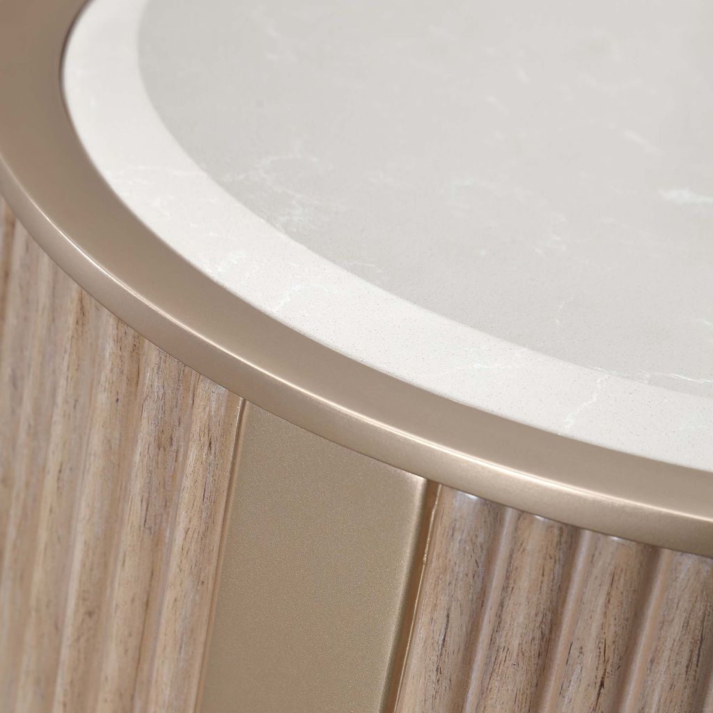 Michael Amini West Kensington Chairside Table - Sea Salt Caramel