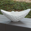 Global Views Matte White Honeycomb Long Bowl