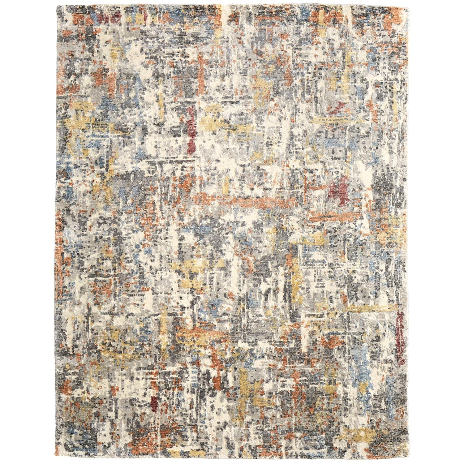 Feizy Braden 8A50F Modern Abstract Rug in Gray/Orange/Tan