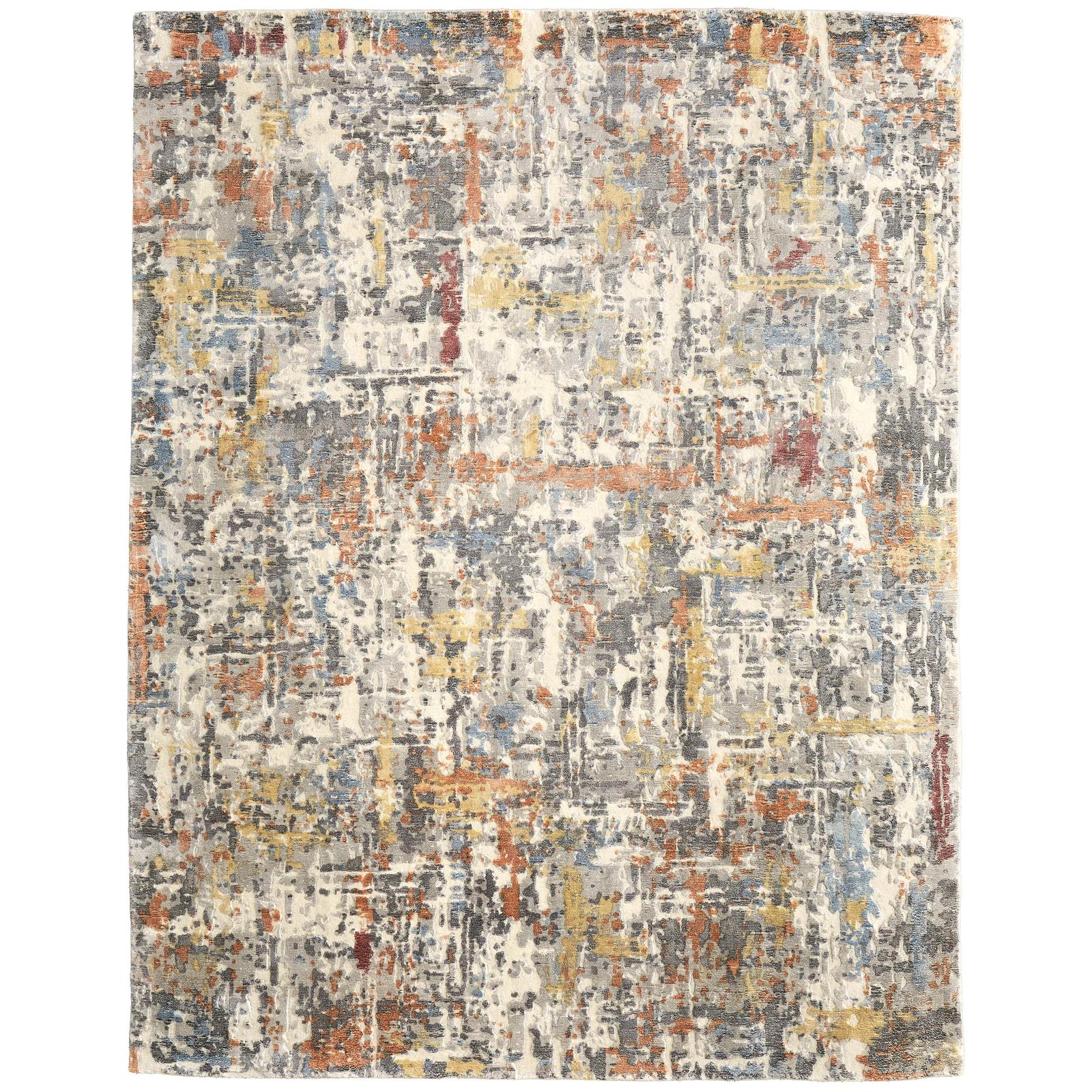 Feizy Braden 8A50F Modern Abstract Rug in Gray/Orange/Tan