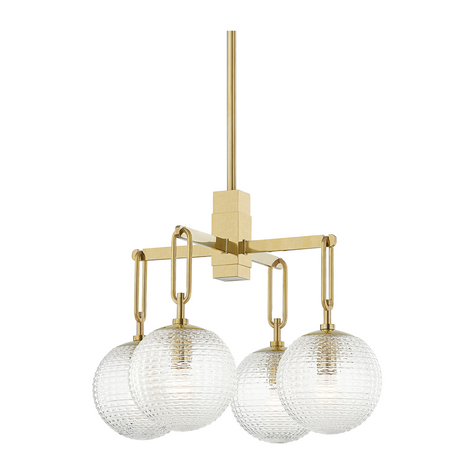 Hudson Valley Lighting Jewett 4 Light 24 inch Aged Brass Chandelier Ceiling Light Clearance