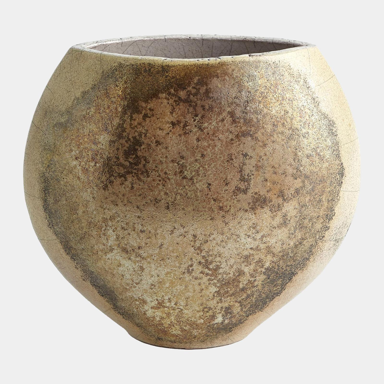 Global Views Golden Raku Flat Round Vase