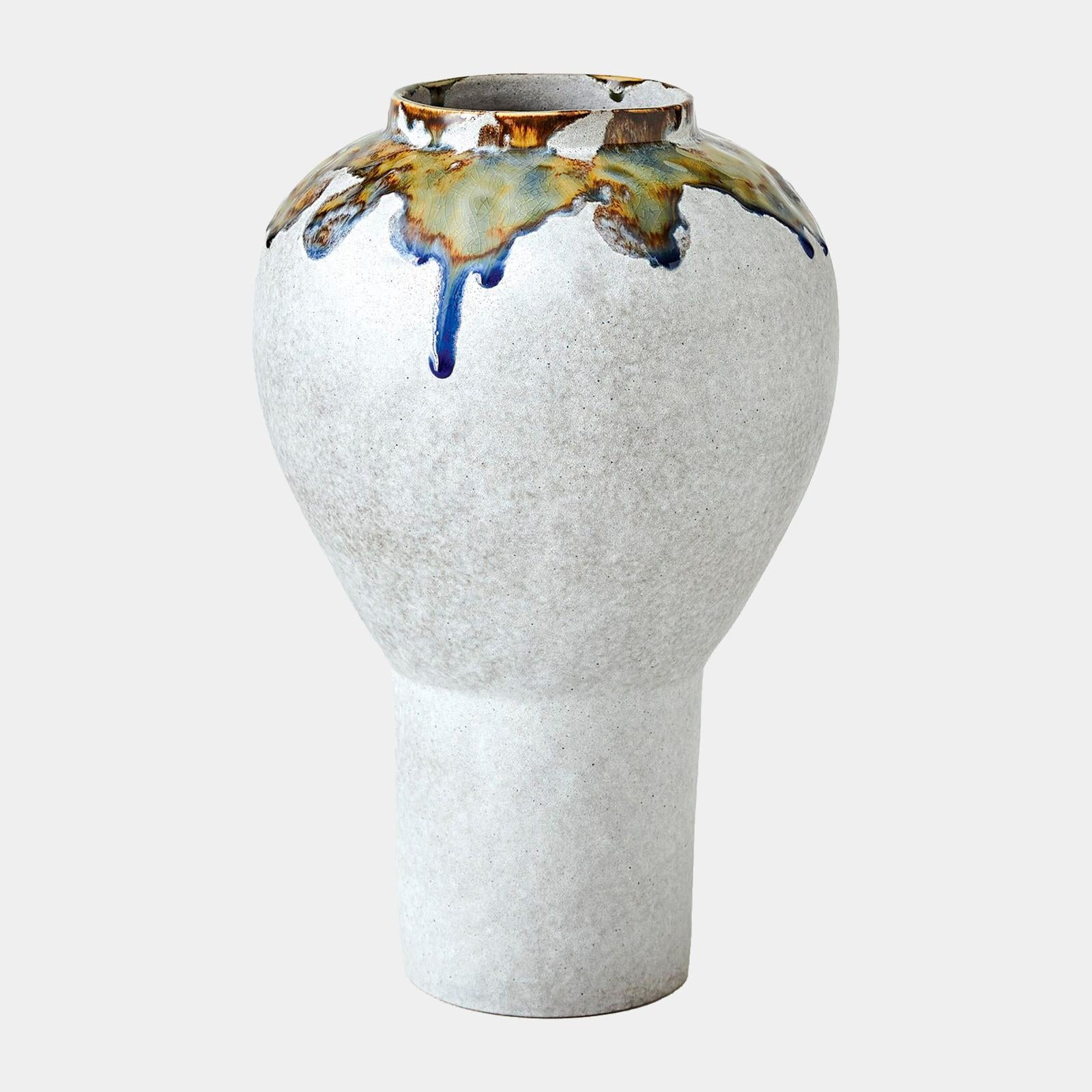 Global Views Volcan Grey Reactive Green Handled Jars