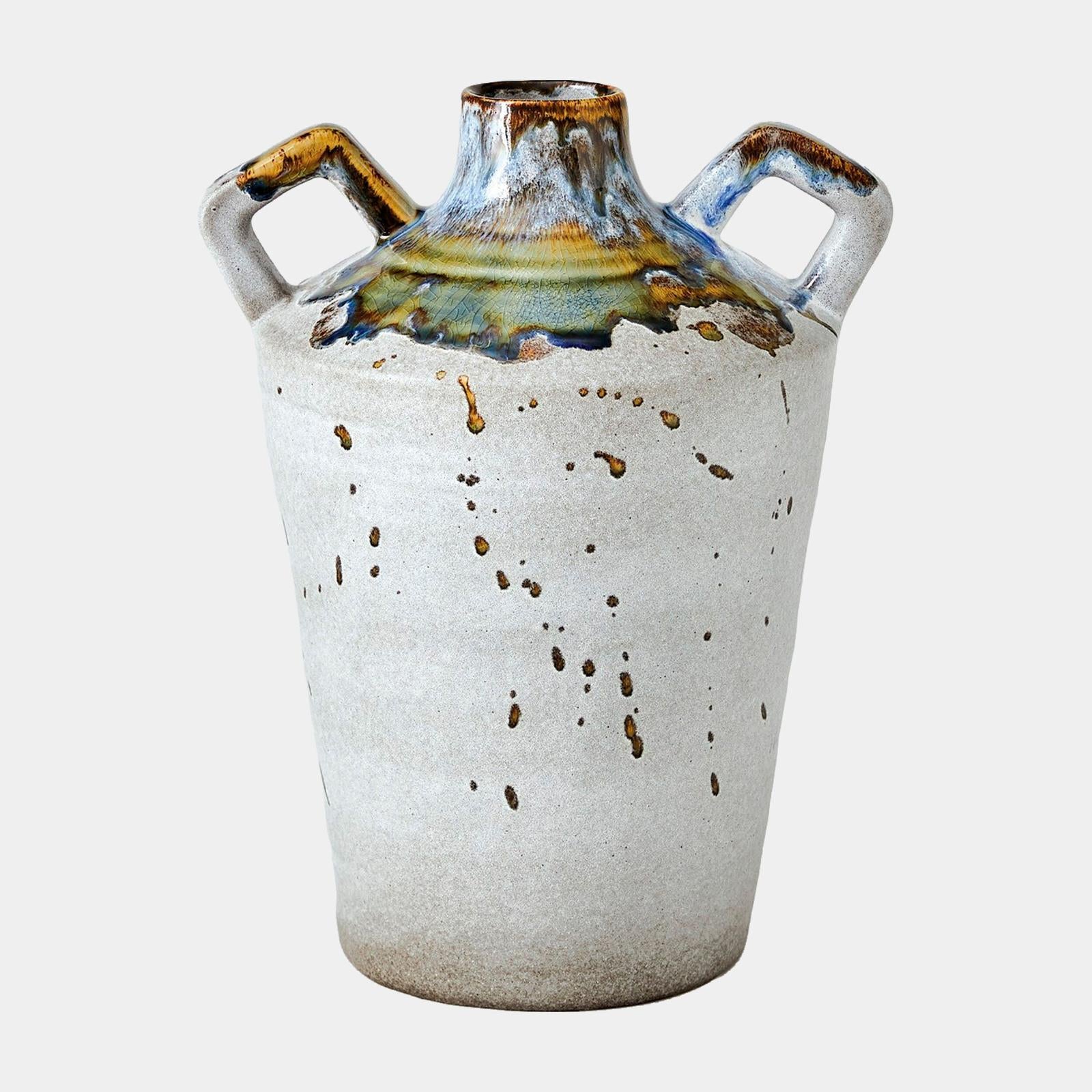 Global Views Volcan Grey Reactive Green Handled Jars