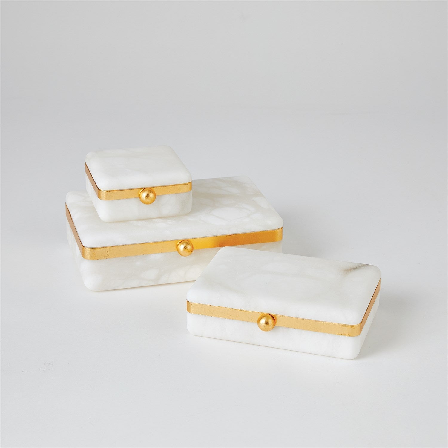 Global Views Gold Band Swivel Alabaster Box Clearance