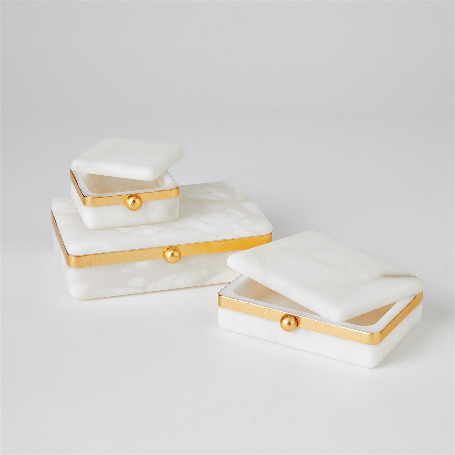Global Views Gold Band Swivel Alabaster Box Clearance