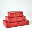 Global Views Deep Red Marbled Leather D Ring Box