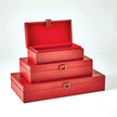 Global Views Deep Red Marbled Leather D Ring Box