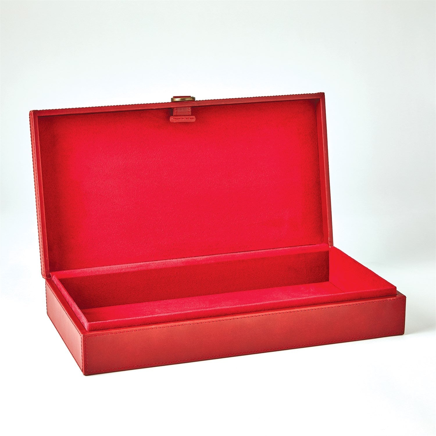 Global Views Deep Red Marbled Leather D Ring Box