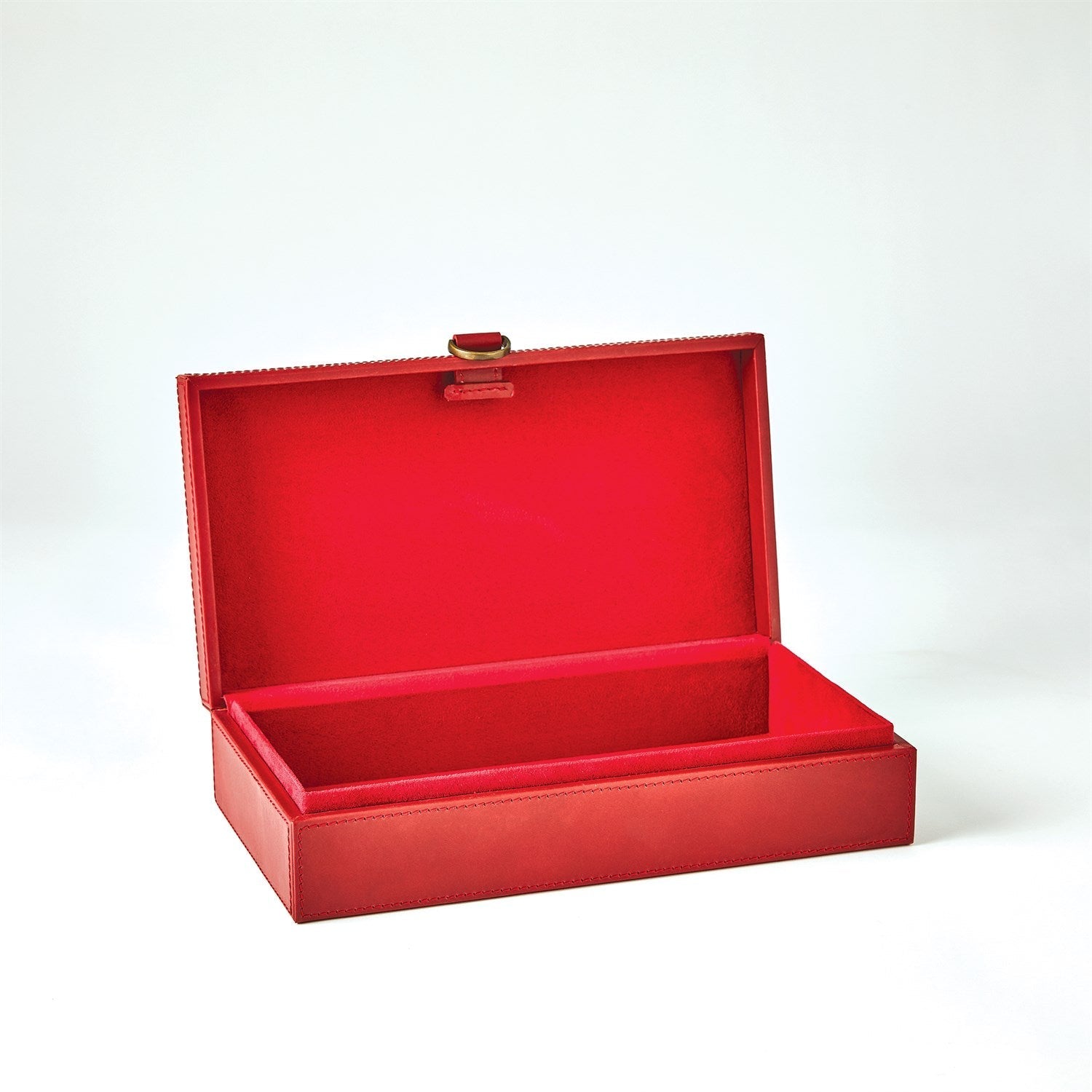 Global Views Deep Red Marbled Leather D Ring Box
