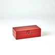 Global Views Deep Red Marbled Leather D Ring Box
