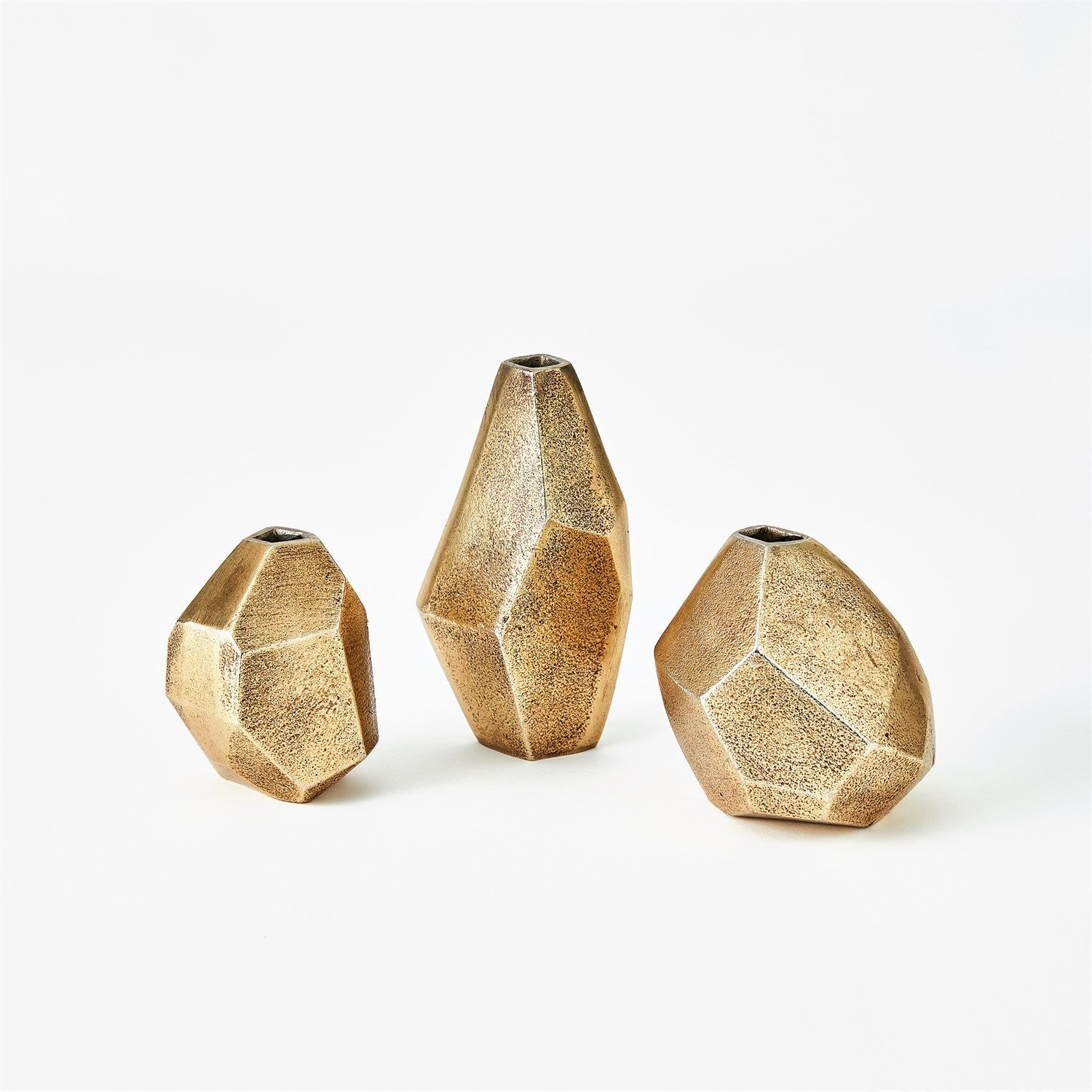 Global Views Antique Brass Geo Vases