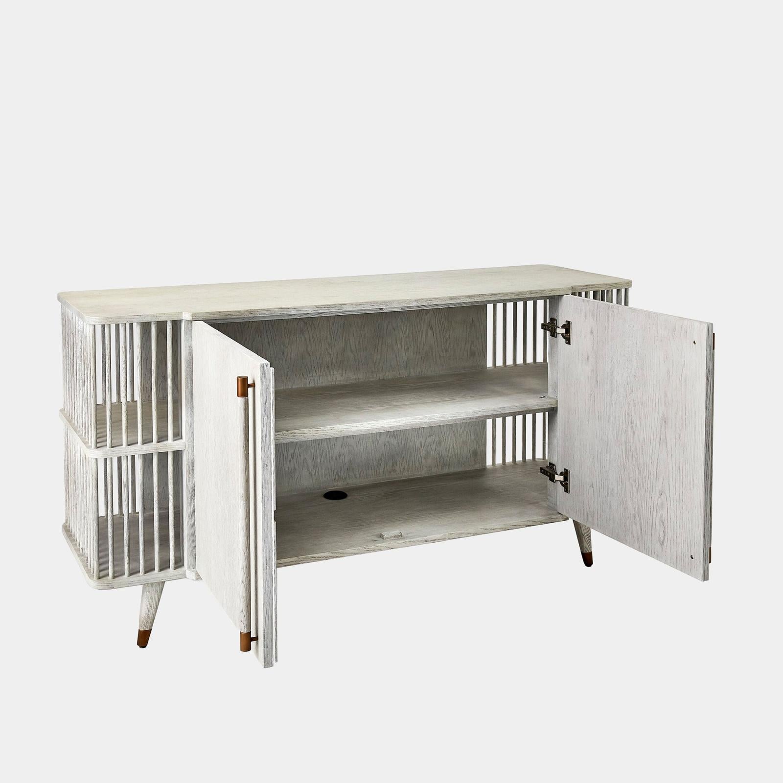 Global Views Arbor Whitewashed Finish Media Cabinet Clearance