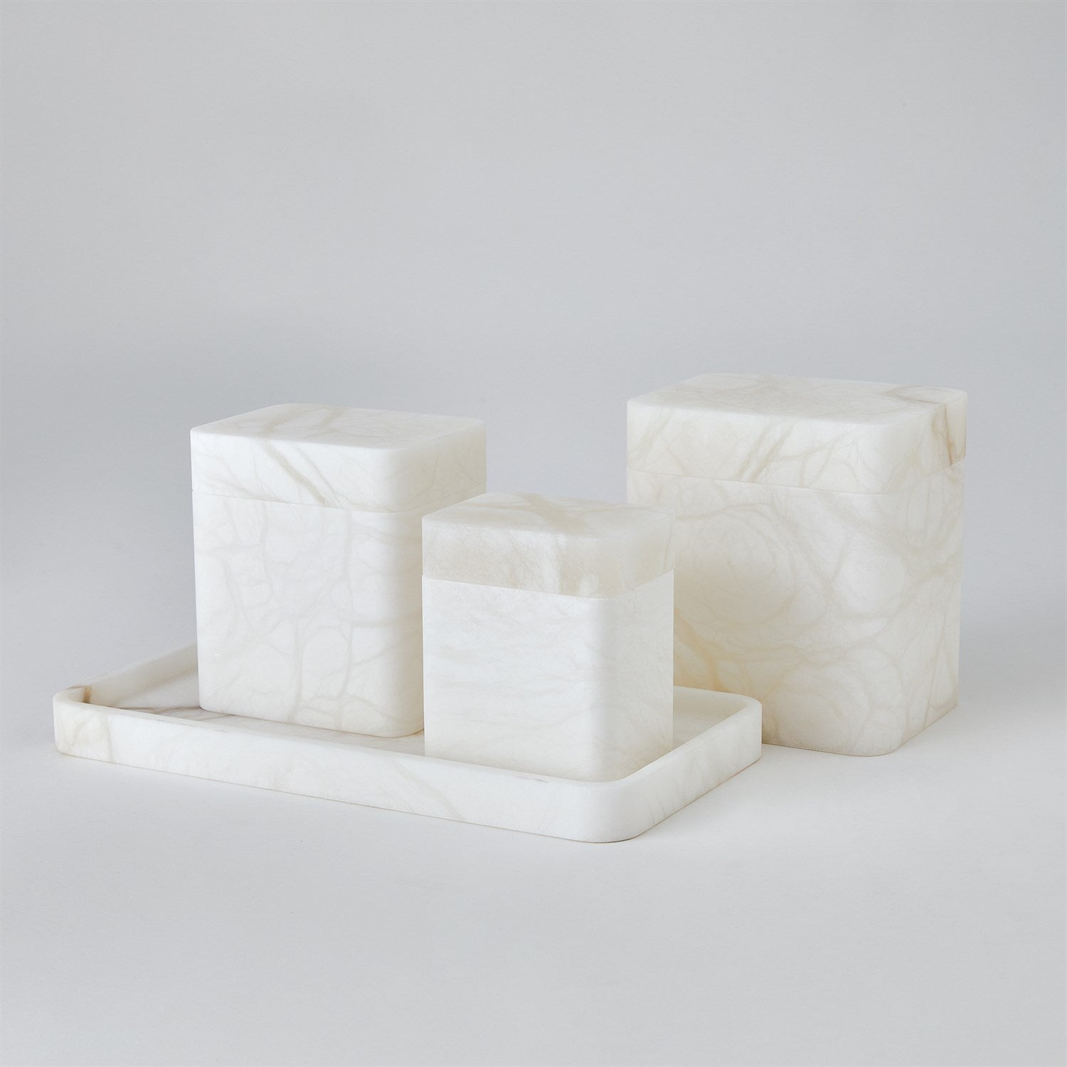 Global Views White Raggio Alabaster Box