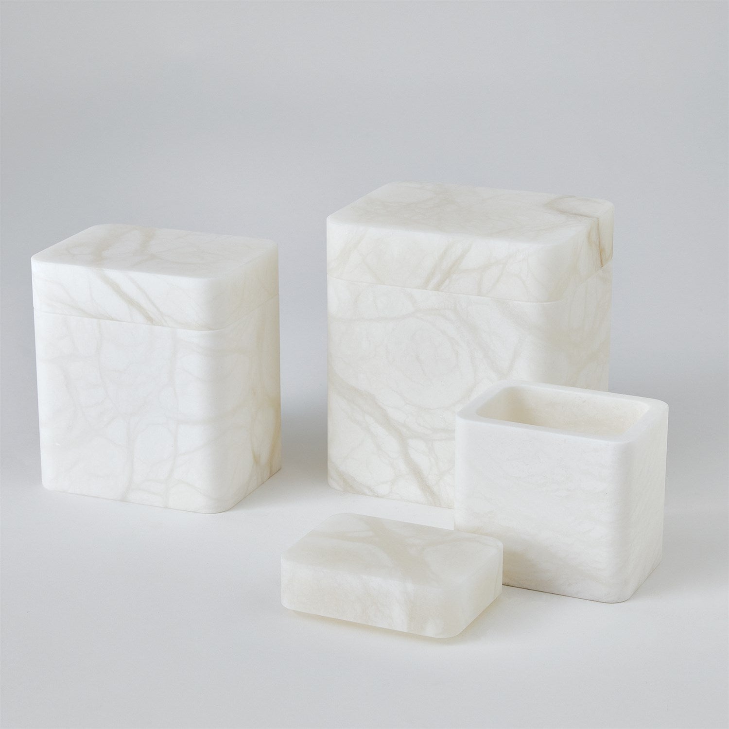 Global Views White Raggio Alabaster Box