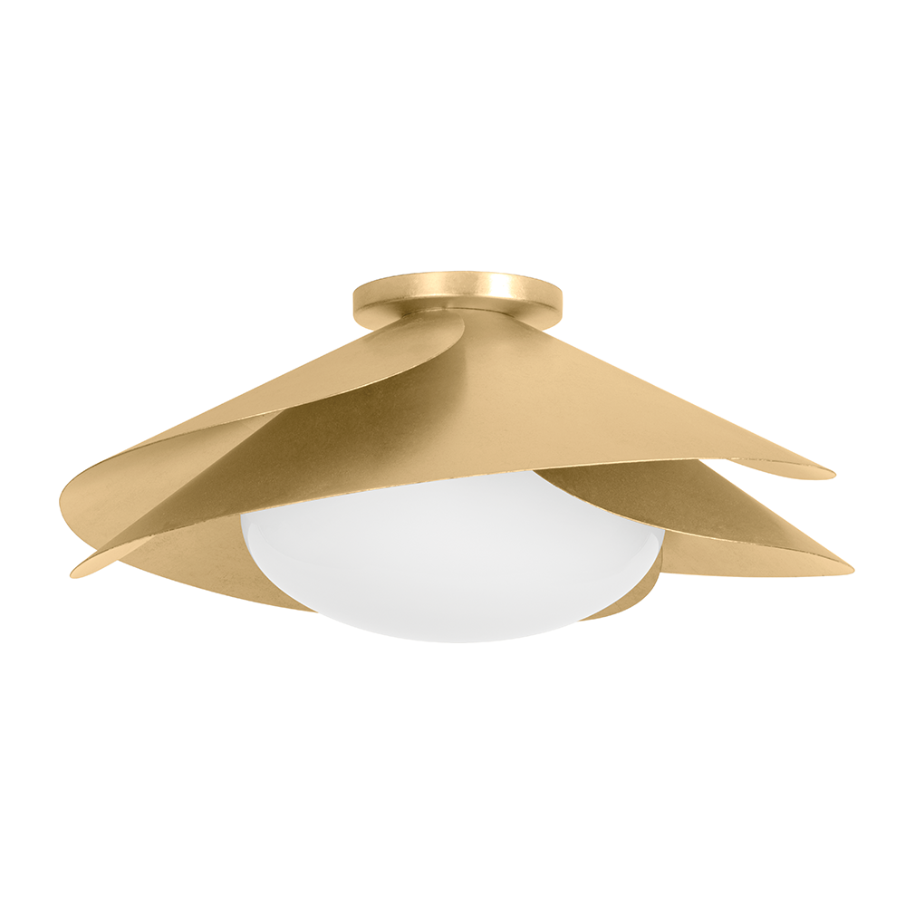 Hudson Valley Lighting Brookhaven 1 Light 15.25 inch Vintage Gold Leaf Flush Mount Ceiling Light