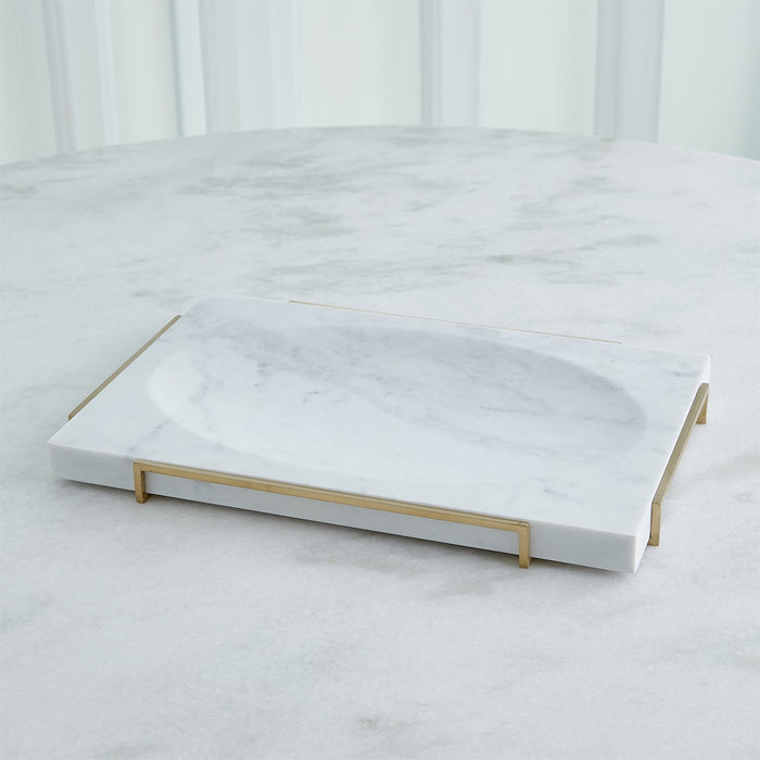 Global Views Overture Tray - White Marble