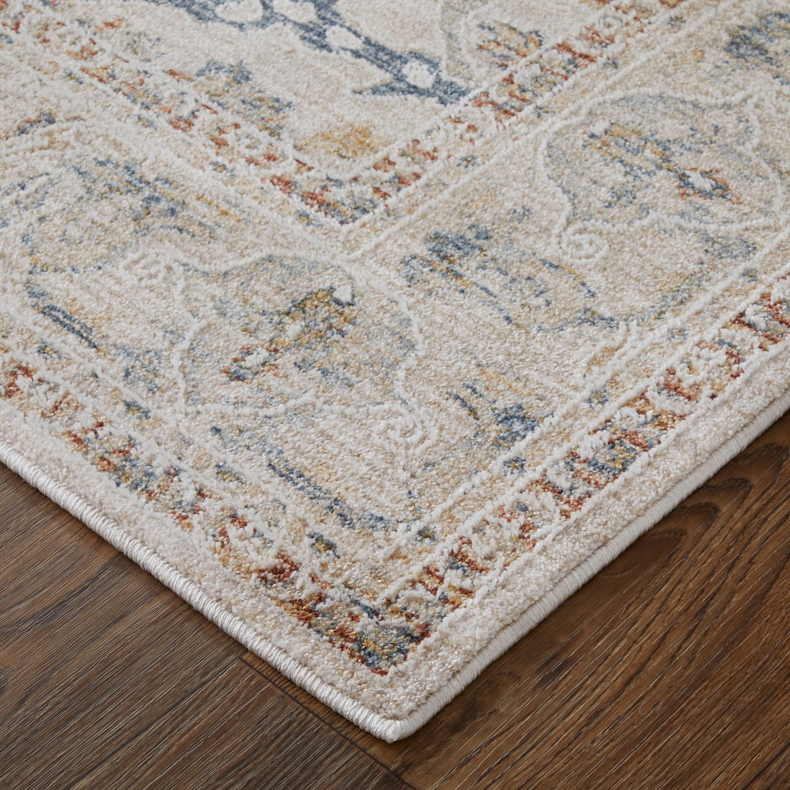 Feizy Pasha 39M4F Transitional Ikat in Ivory/Blue/Red