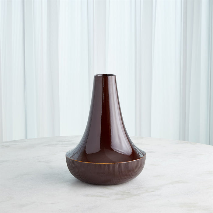 Global Views Striped Flair Vase & Bowl - Garnet