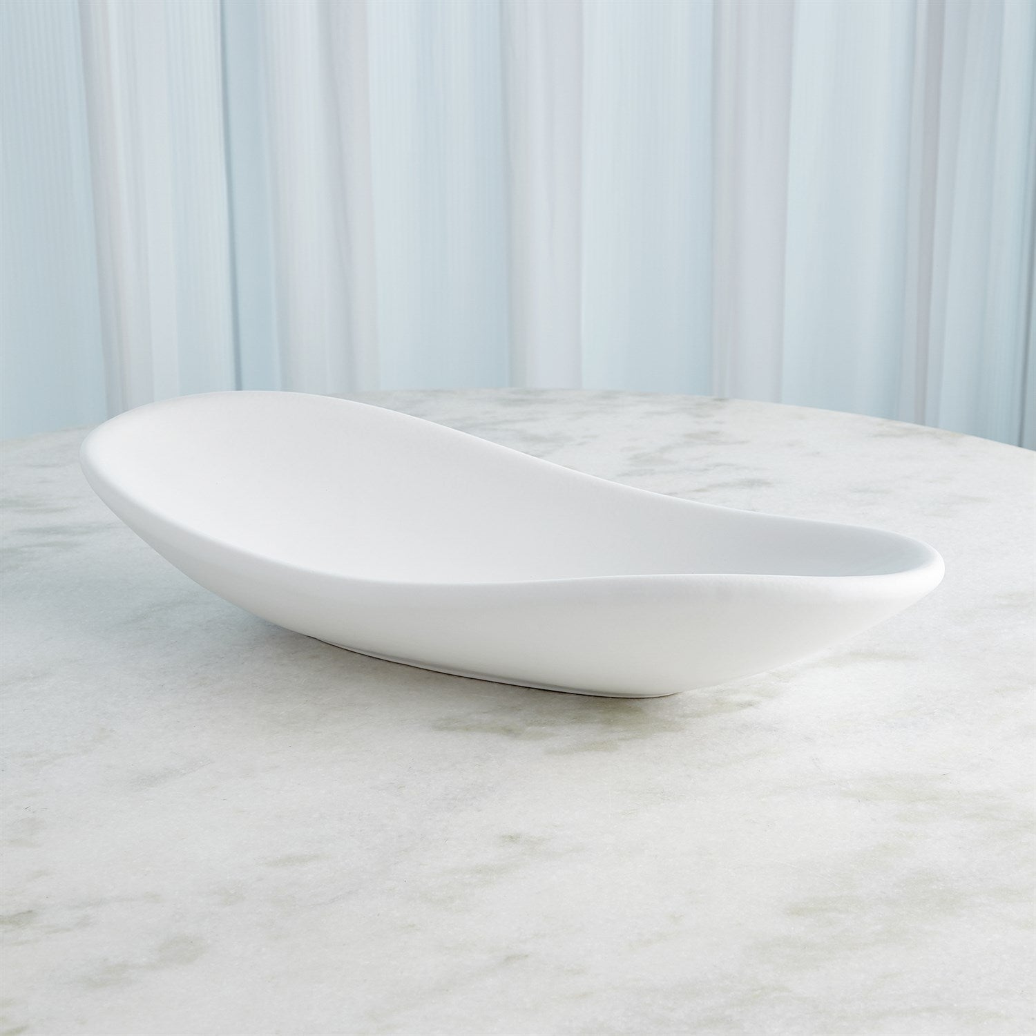 Global Views Matte White Oblong Platter Bowl