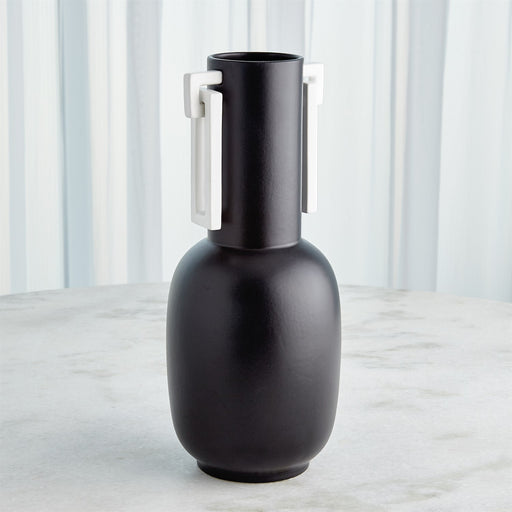 Global Views Grecian Handled Vase- Matte Black