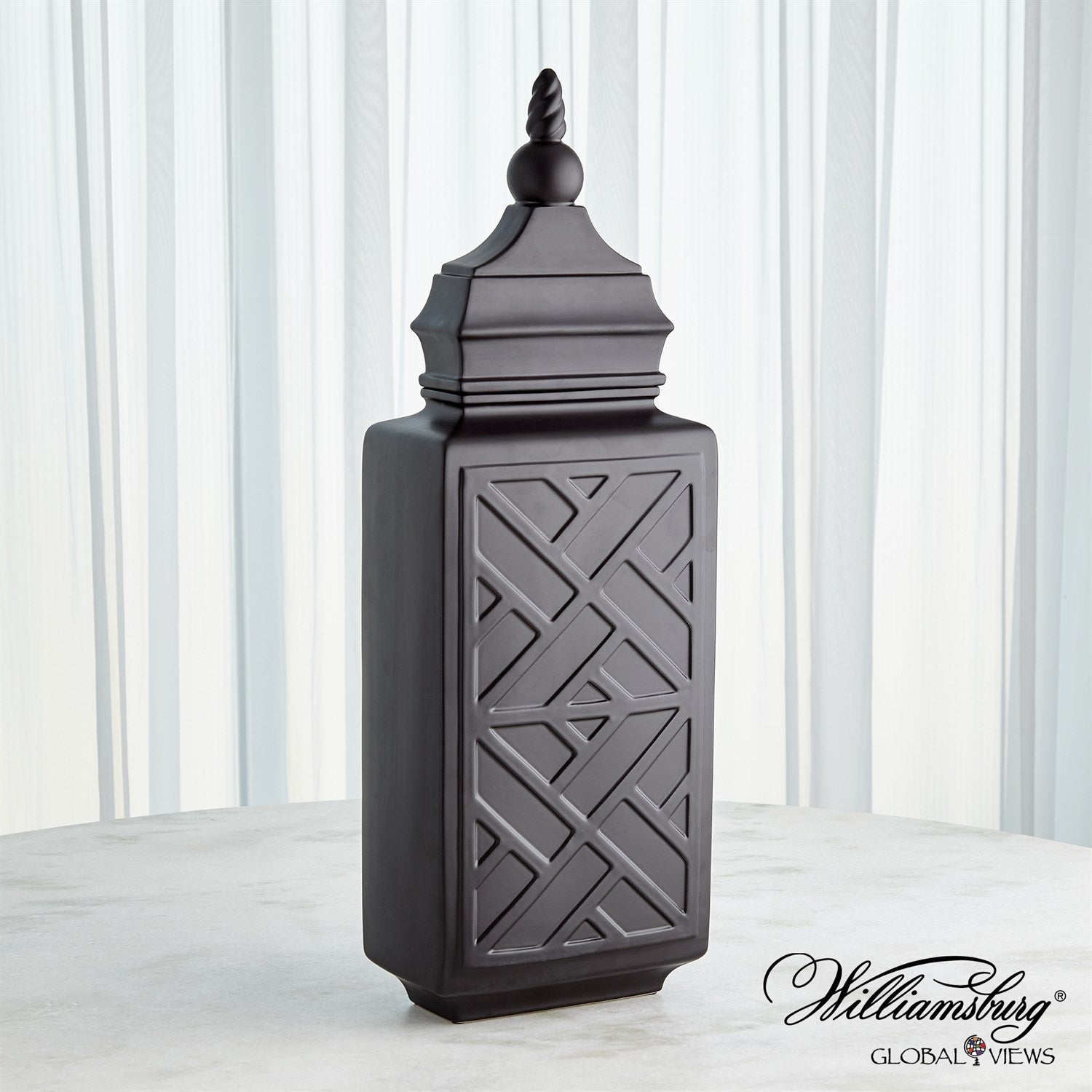 Global Views Matte Black Chinoiserie Jar Clearance