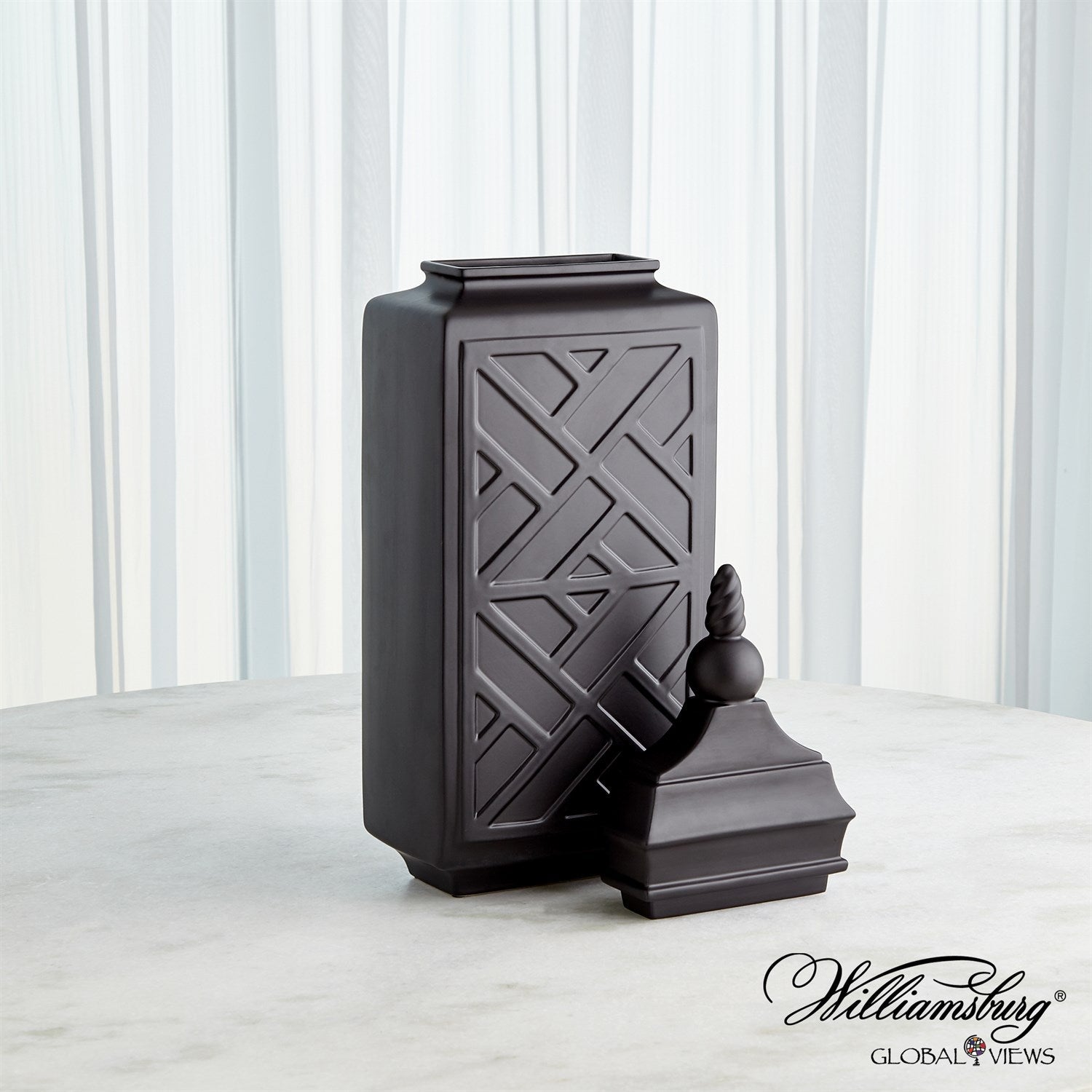 Global Views Matte Black Chinoiserie Jar Clearance