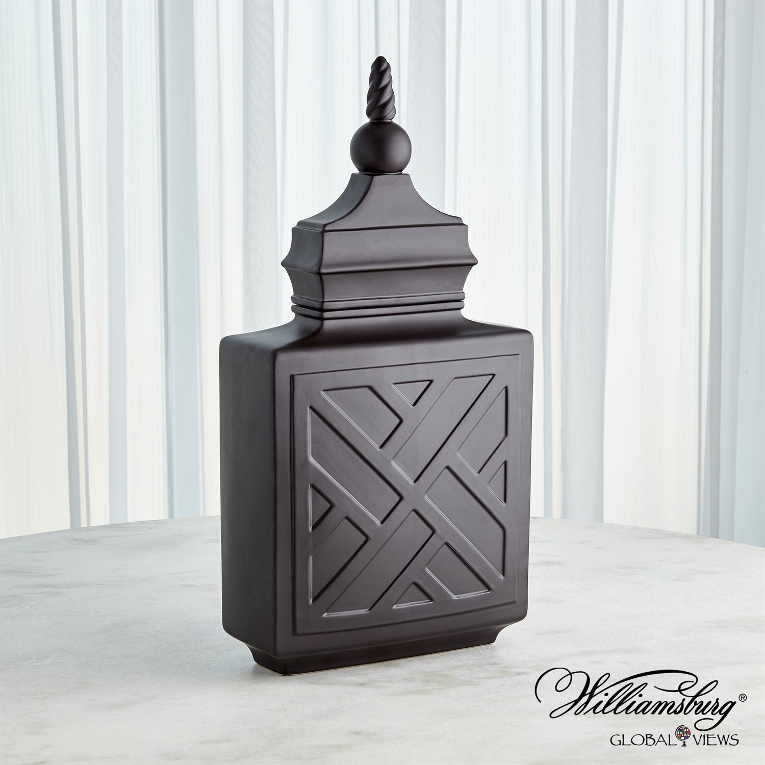 Global Views Matte Black Chinoiserie Jar Clearance