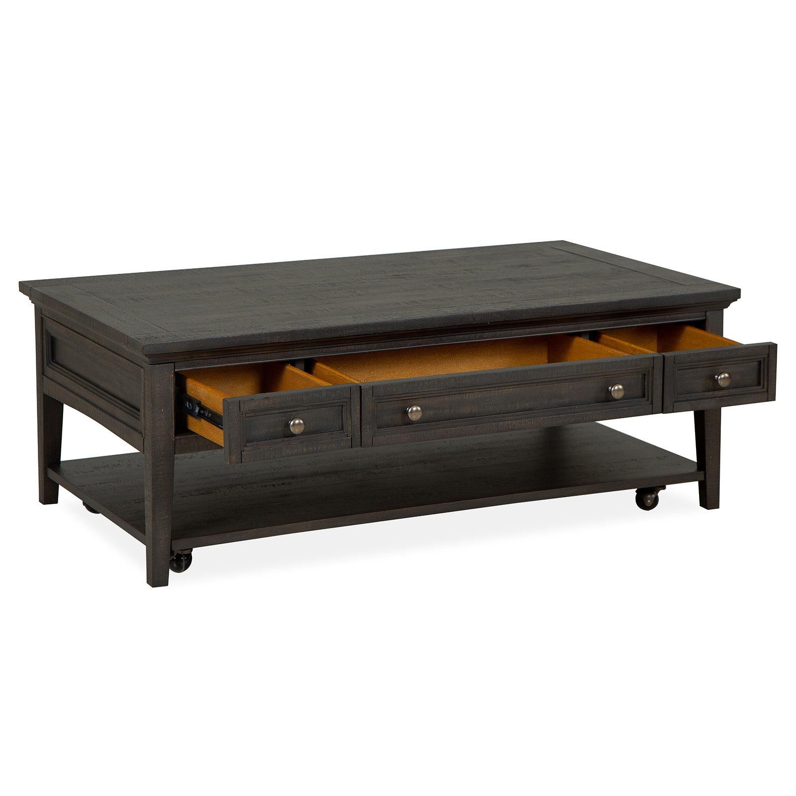Magnussen Home Westley Falls Graphite Rectangular Cocktail Table With Casters