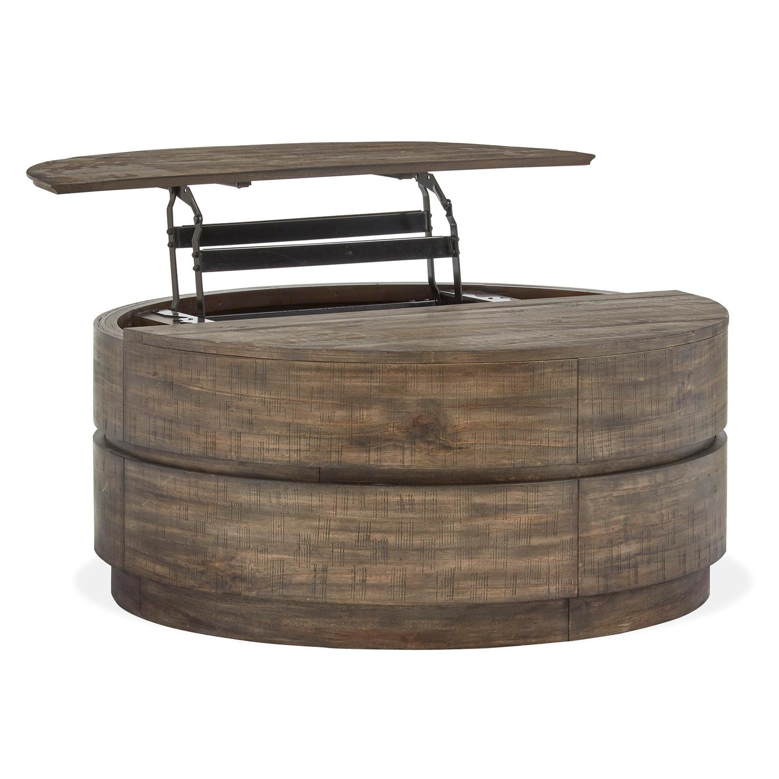 Magnussen Home Baisden Tobacco Lift Top Round Cocktail Table With Casters