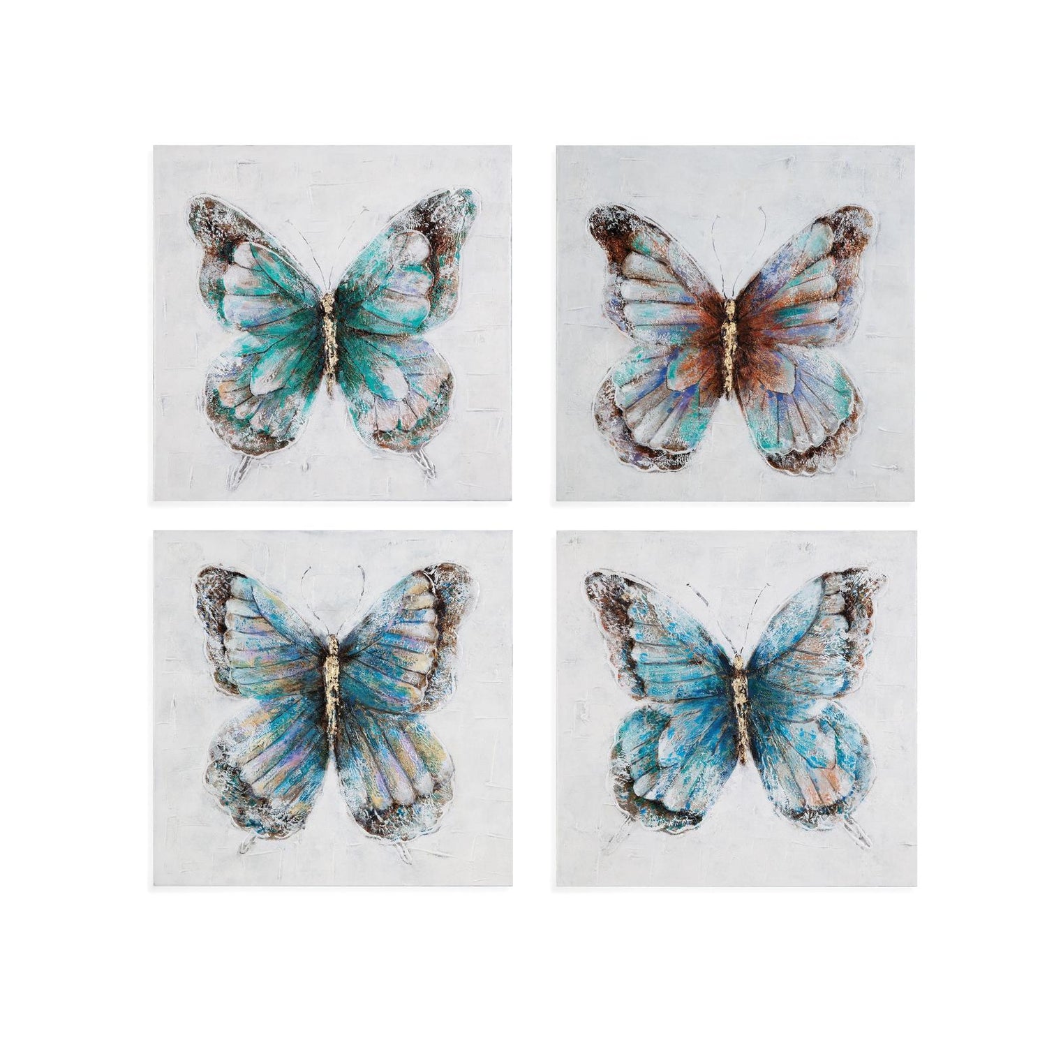 BMC Metallic Butterflies Framed Canvas - Set of 4
