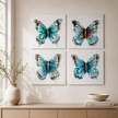 BMC Metallic Butterflies Framed Canvas - Set of 4