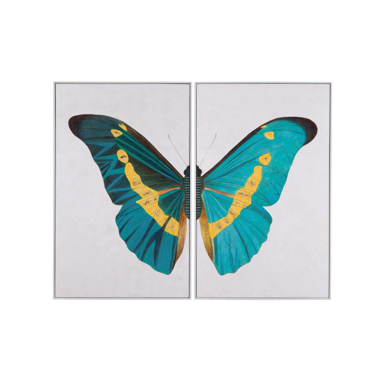 Bassett Mirror Butterfly Wings Framed Canvas - Set of 2