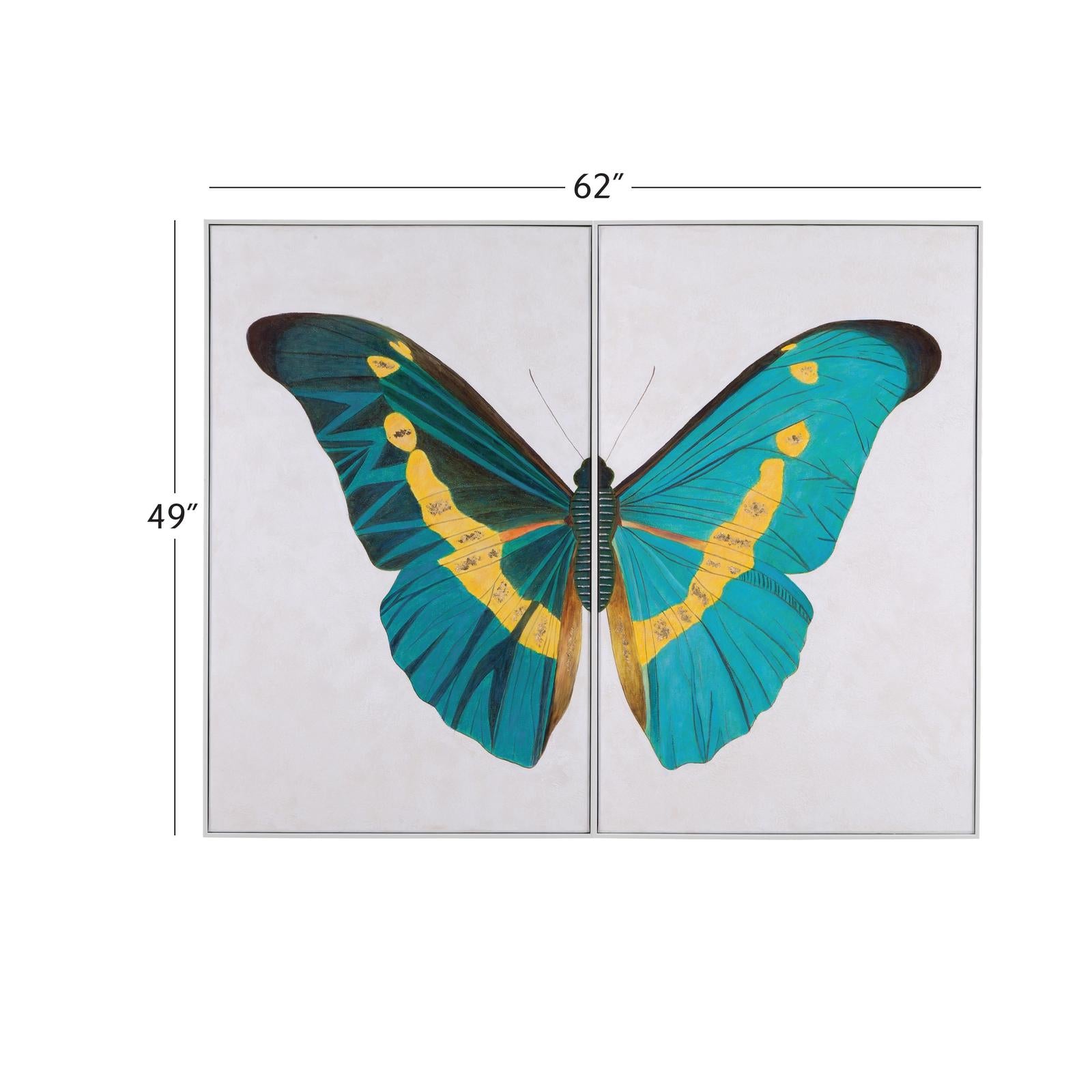 Bassett Mirror Butterfly Wings Framed Canvas - Set of 2
