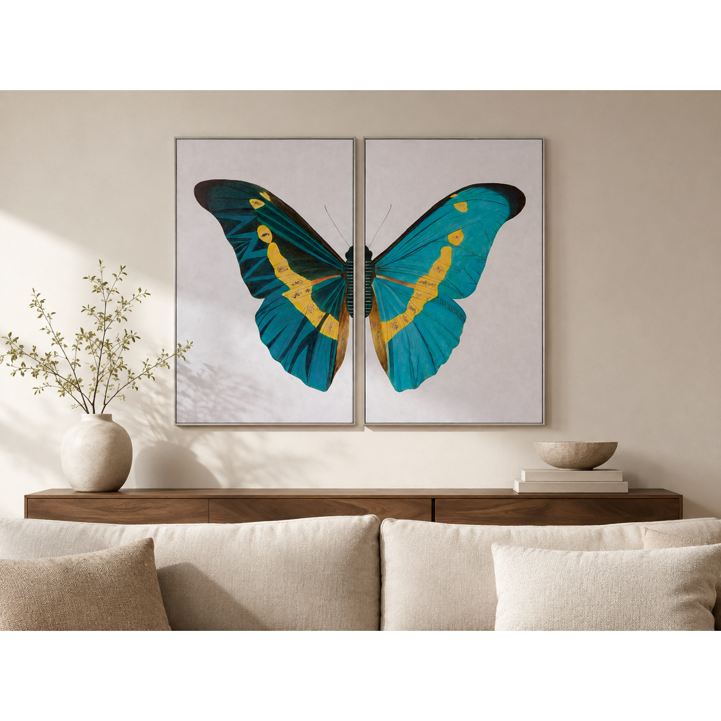 Bassett Mirror Butterfly Wings Framed Canvas - Set of 2